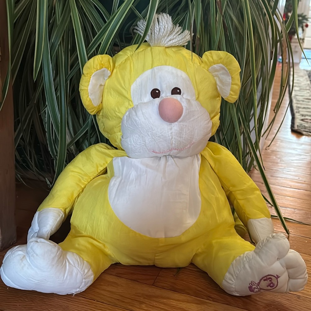 1980s Fisher Price Puffalump monkey Yellow, super soft and light weight Vintage